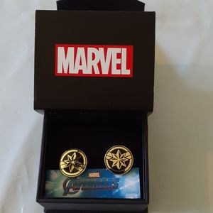 Marvel Captain Marvel Men's Goldtone Cuff Links Cufflinks New
